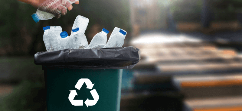 plastic bottles in the recycling bin