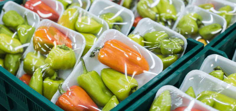 food packaging on a supermarket shelf