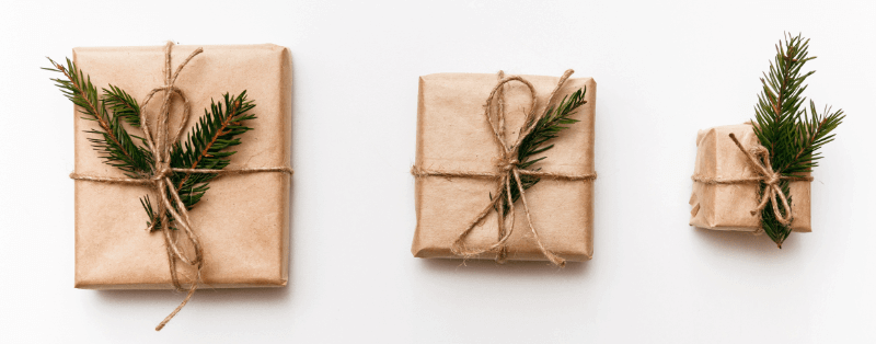 christmas presents wrapped in brown wrapping paper